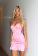 Picture of: Satin Ruffle Hem Lace-Up Mini Dress in Baby Pink, Style 34149, Detail Picture 1