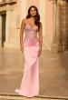 Picture of: Strapless Beaded Corset Gown with Ruching and Lace-Up Back in Baby Pink, Style: 33765, Main Picture