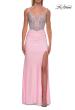 Picture of: Rhinestone Corset Gown with Slit and Ruching in Baby Pink, Style: 33357, Detail Picture 8