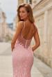 Picture of: Lace Fitted Gown with Sheer Back and Spaghetti Straps in Baby Pink, Style: 33452, Detail Picture 8