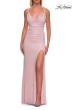 Picture of: Rhinestone Cowl Neck Gown with High Slit and Strappy Back in Baby Pink, Style: 33459, Detail Picture 8