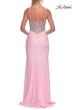 Picture of: Rhinestone Corset Gown with Slit and Ruching in Baby Pink, Style: 33357, Detail Picture 9