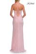 Picture of: Rhinestone Cowl Neck Gown with High Slit and Strappy Back in Baby Pink, Style: 33459, Detail Picture 9