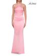 Picture of: Halter Satin Gown with Beaded Lace Trim and Open Back in Baby Pink, Style: 33735, Detail Picture 9