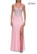 Picture of: Rhinestone Lace Bodice Jersey Gown with Slit and Low Back in Baby Pink, Style: 33439, Detail Picture 10
