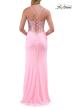 Picture of: Sheer Lace Corset Gown with High Slit and Lace-Up Back in Baby Pink, Style: 33808, Detail Picture 10