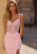 Picture of: Lace Bodice Fitted Gown with Slit and Open Back in Baby Pink, Style: 33395, Detail Picture 11