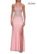 Picture of: Strapless Sheer Lace Corset Gown with High Slit in Baby Pink, Style: 33398, Detail Picture 11