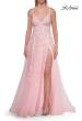 Picture of: Beaded A-Line Tulle Gown with Slit and Open Tie Back in Baby Pink, Style: 33715, Detail Picture 14