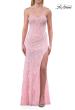 Picture of: Strapless Lace Corset Gown with Slit and Lace-Up Back in Baby Pink, Style: 33768, Detail Picture 14