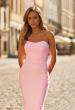 Picture of: Strapless Fitted Jersey Evening Gown with Ruching in Baby Pink, Style: 33403, Detail Picture 16