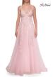 Picture of: Beaded A-Line Tulle Gown with Slit and Open Tie Back in Baby Pink, Style: 33715, Detail Picture 16