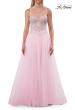 Picture of: Lace Corset Tulle Gown with High Slit and A-Line Skirt in Baby Pink, Style: 33436, Detail Picture 19