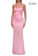 Picture of: Straight Neck Satin Gown with Lace-Up Back in Baby Pink, Style: 33604, Detail Picture 19