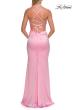 Picture of: Straight Neck Satin Gown with Lace-Up Back in Baby Pink, Style: 33604, Detail Picture 20