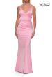 Picture of: Satin Fitted Gown with Gathered Bodice and Spaghetti Straps in Baby Pink, Style: 33421, Detail Picture 22