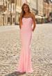 Picture of: Strapless Fitted Jersey Evening Gown with Ruching in Baby Pink, Style: 33403, Detail Picture 1