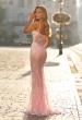 Picture of: Lace Fitted Gown with Sheer Bodice and Spaghetti Straps in Baby Pink, Style: 33485, Detail Picture 3