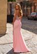 Picture of: Lace Bodice Fitted Gown with Slit and Open Back in Baby Pink, Style: 33395, Detail Picture 4