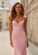 Picture of: Lace Fitted Gown with Sheer Back and Spaghetti Straps in Baby Pink, Style: 33452, Detail Picture 7