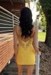 Picture of: Lace Illusion Back Mini Dress in Banana, Style 33929, Detail Picture 6