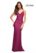 Picture of: Luxe Simple Jersey Gown with Draped Neckline in Berry, Detail Picture 2
