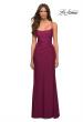 Picture of: Jersey Luxe Gown with Draped Slit and Strappy Back in Purple, Style: 30610, Detail Picture 2