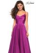 Picture of: Long Satin Simple Prom Dress with Empire Waist in Berry, Style: 27226, Detail Picture 5