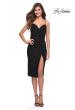 Picture of: Midi Length Net Jersey Ruched Evening Dress in Black, Style 30864, Main Picture