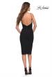 Picture of: Midi Length Net Jersey Ruched Evening Dress in Black, Style 30864, Back Picture