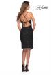 Picture of: Soft Sequin Midi Dress with Draped Neckline and Slit in Black, Style 30922, Back Picture