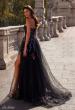 Picture of: A-Line Prom Gown with Multi Color Lace Sequin Applique in Black, Style: 32072, Back Picture