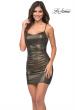 Picture of: Simple Metallic Ruched Jersey Dress with Open Back in Black Gold, Main Picture