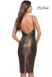 Picture of: Metallic Jersey Midi Dress with Unique Ruching and Slit in Black Gold, Style 30937, Back Picture