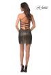 Picture of: Metallic Short Dress with Ruching and Ruffle Skirt in Black Gold, Detail Picture 4