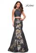 Picture of: Two Piece Mermaid Gown With High Neck Top in Black Gold, Style: 27083, Main Picture