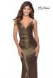 Picture of: Metallic Dress with Draped Neckline and Ruching in Black Gold, Style: 28913, Main Picture