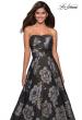 Picture of: Strapless Floral A Line Ball Gown with Pockets in Black Gold, Style: 27207, Detail Picture 1