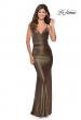 Picture of: Metallic Dress with Draped Neckline and Ruching in Black Gold, Style: 28913, Detail Picture 1