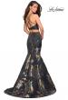 Picture of: Two Piece Mermaid Gown With High Neck Top in Black Gold, Style: 27083, Detail Picture 2