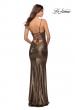 Picture of: Metallic Dress with Draped Neckline and Ruching in Black Gold, Style: 28913, Detail Picture 2