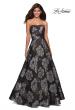 Picture of: Strapless Floral A Line Ball Gown with Pockets in Black Gold, Style: 27207, Detail Picture 3
