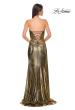 Picture of: Strapless Chic Metallic Jersey Dress with Draped Slit in Black Gold, Style 32830, Detail Picture 6