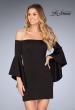 Picture of: Off the Shoulder Ruffle Sleeve Homecoming Dress in Black, Style: 25033, Main Picture