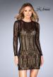 Picture of: Short Lace Dress with Long Sleeves and Open Back in Black, Style: 25289, Main Picture