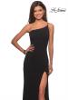 Picture of: One Shoulder Long Jersey Homecoming Dress in Black, Style: 28176, Main Picture