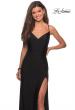 Picture of: Long Homecoming Dress with Slit and Criss Cross Back in Black, Style: 28206, Main Picture
