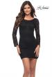 Picture of: Long Sleeve Stretch Lace Dress with Sheer Lace Back in Black, Main Picture