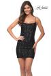 Picture of: Fitted Sequin Dress with Line Print and Square Neckline in Black, Main Picture