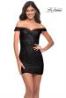 Picture of: Off the Shoulder Stretch Sequin Dress with Ruching in Black, Main Picture